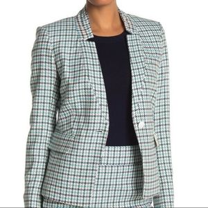 Veronica Beard Blue Turquoise Farley Dickey Plaid Blazer Size 12